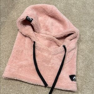 Pink Fleece Face Mask with Drawstring